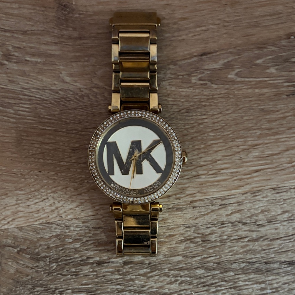 Michael Kors Gold-Tone Watch with Crystal Detailing